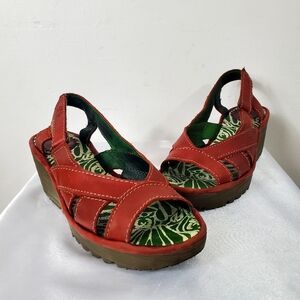 Fly London Red Wedge Sandals